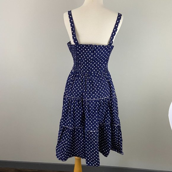 CRANSTON PRINT WORKS Blue & White Fit And Flare Leaf Print Dress - Picture 5 of 13